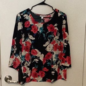 Garnet Hill women’s silk floral blouse size 12